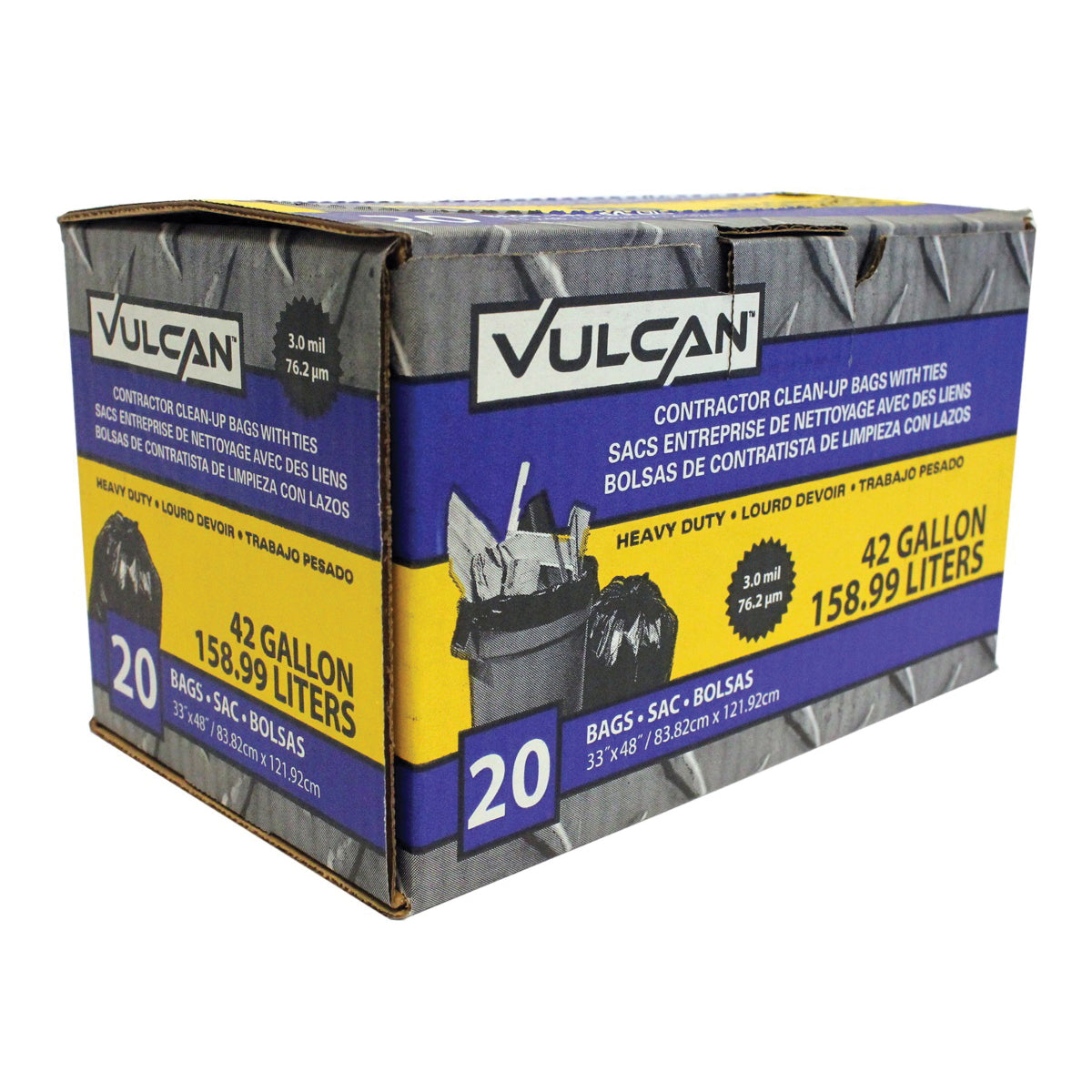 Vulcan FG-03812-07 Contractor Bag, 42 gal Capacity, Black