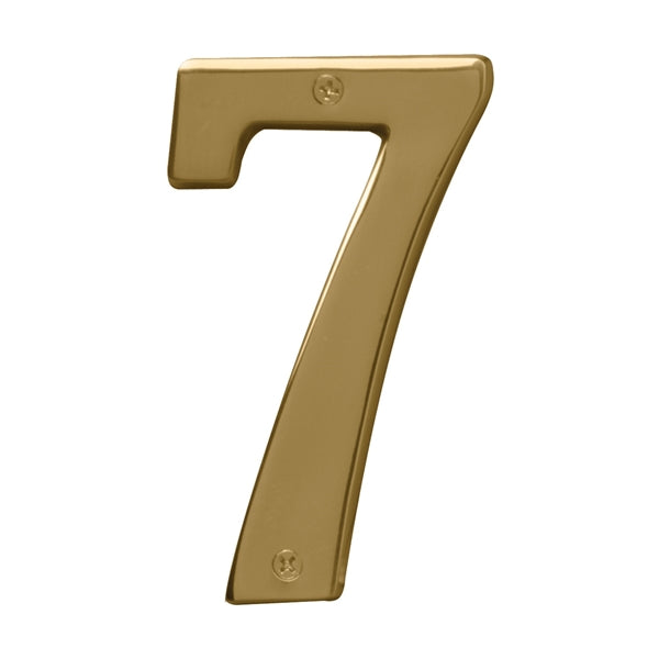 HY-KO Prestige Series BR-51PB/7 House Number, Character: 7, 5 in H Character, Brass Character, Solid Brass