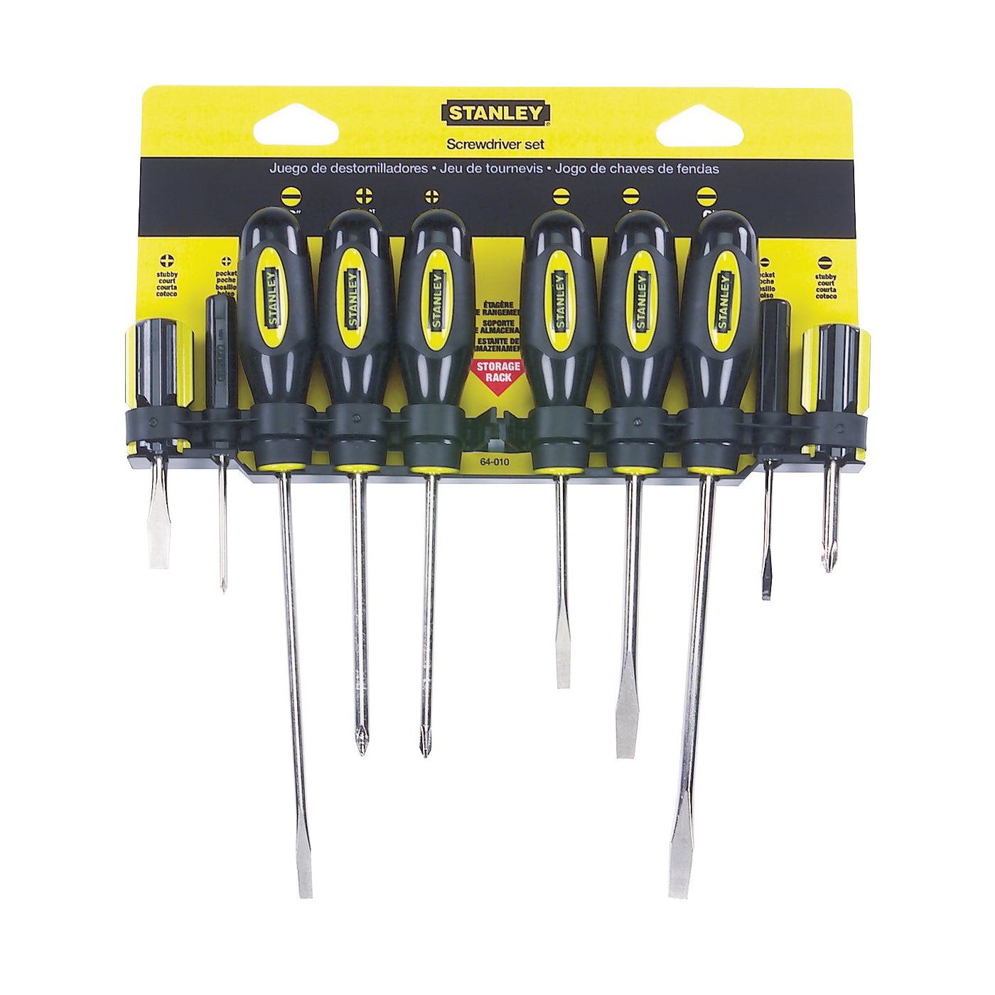 STANLEY 60-100 Standard Fluted Screwdriver Set, Steel, Nickel, Black