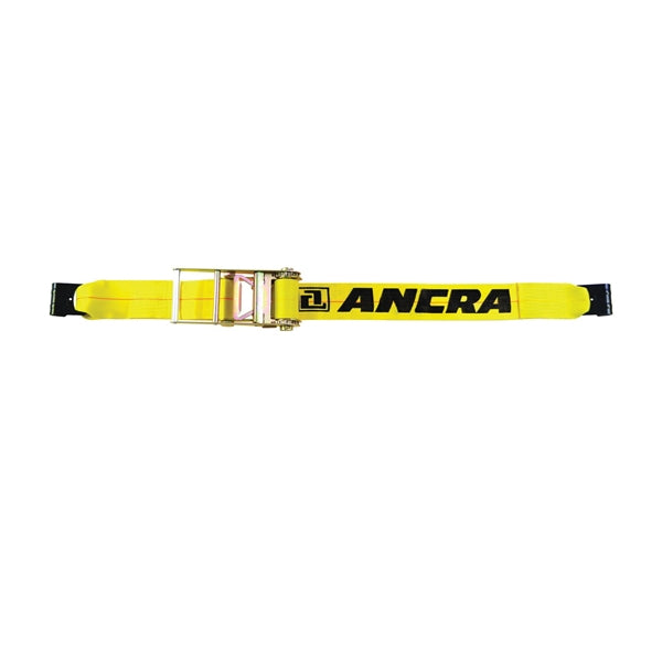 ANCRA 500 Series 49346-10 Strap, 4 in W, 27 ft L, Polyester, Yellow, 5400 lb Working Load, Hook End