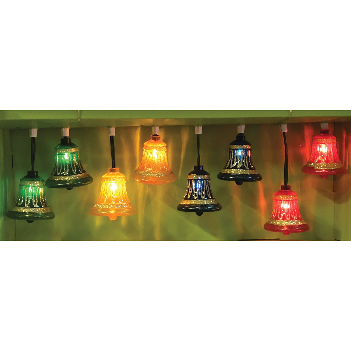 Santas Forest 19401 Bell Set Multi-Glitter Light Set, 120 V, Clear Light
