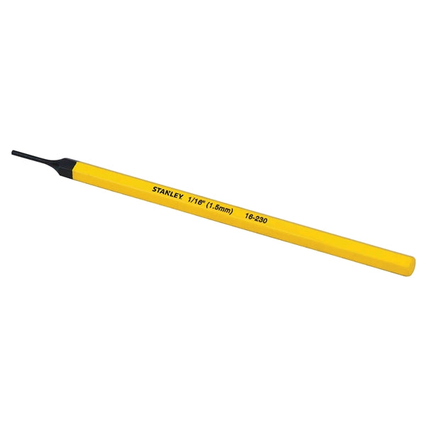 STANLEY 16-230 Pin Punch, 1/16 in Tip, 6 in L, 1/4 in Dia Shank, Hex Shank, Chrome Vanadium Steel