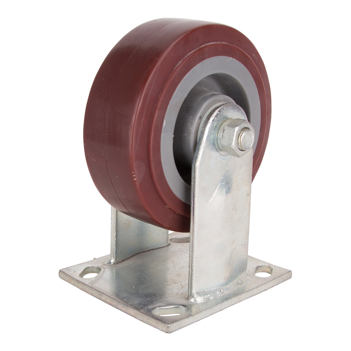 ProSource JC-P03 Rigid Caster, 5 in Dia Wheel, 2 in W Wheel, PU Wheel, Gray, 450 lb, Steel Housing Material