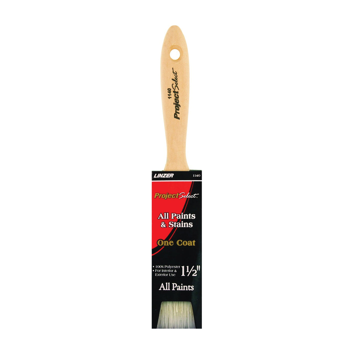 Linzer WC 1140-1.5 Paint Brush, 1-1/2 in W, 2-1/2 in L Bristle, Varnish Handle