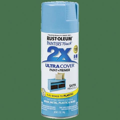 RUST-OLEUM PAINTER'S Touch 2X ULTRA COVER 314752 Spray Paint, Satin, French Blue, 12 oz, Aerosol Can