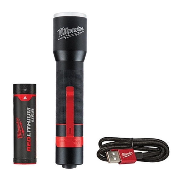 Milwaukee 2110-21 Rechargeable Flashlight, Lithium-Ion Battery, LED Lamp, 700 Lumens, Flood, Spot Beam, 16 hr Run Time