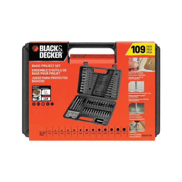 Black+Decker BDA91109 Combination Drill Bit Set, 109-Piece