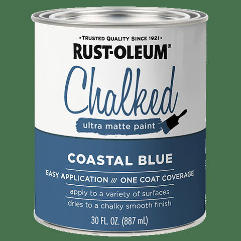 RUST-OLEUM CHALKY 329207 Paint, Ultra Matte, Coastal Blue, 30 oz, Can