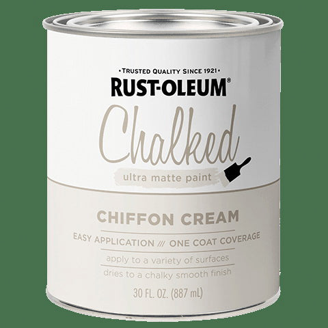 RUST-OLEUM CHALKY 329598 Paint, Ultra Matte, Chiffon Cream, 30 oz, Can