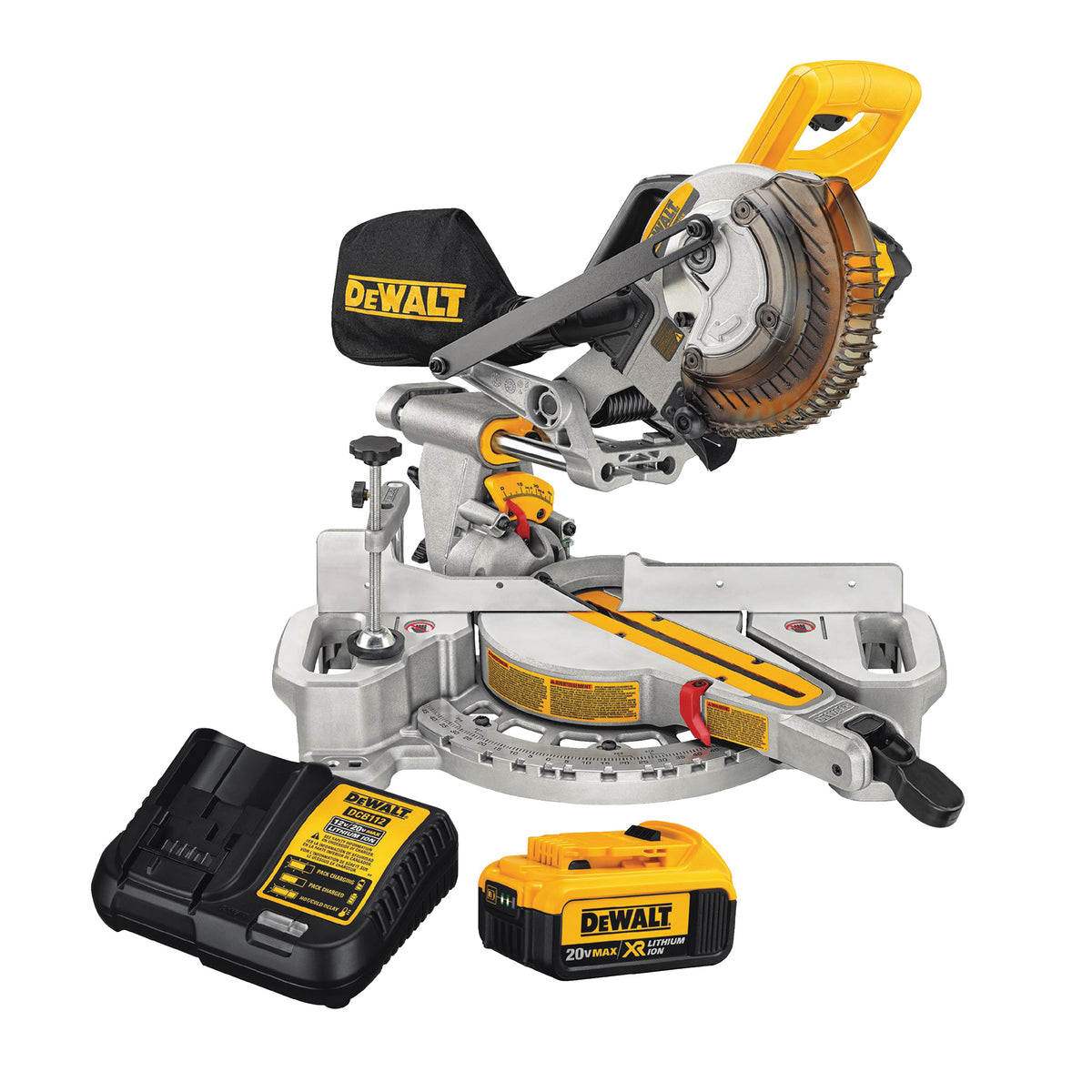 DeWALT DCS361M1 20V Max 7.25&quot; Sliding Miter Saw Kit (Includes 20V Max Battery, Charger, and Blade)