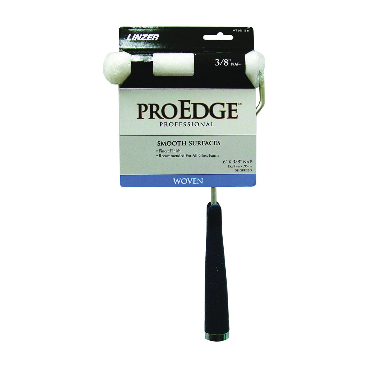 Linzer MT102-11 6IN Mini Roller, 1/2 in Nap, Fabric Cover, Threaded Handle, 6 in L Roller