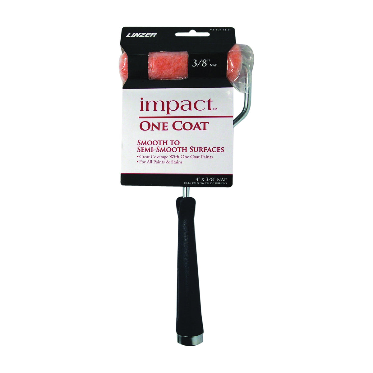 Linzer MT103-11 4IN Mini Roller, 3/8 in Nap, Knit Polyester Fabric Cover, 4 in L Roller