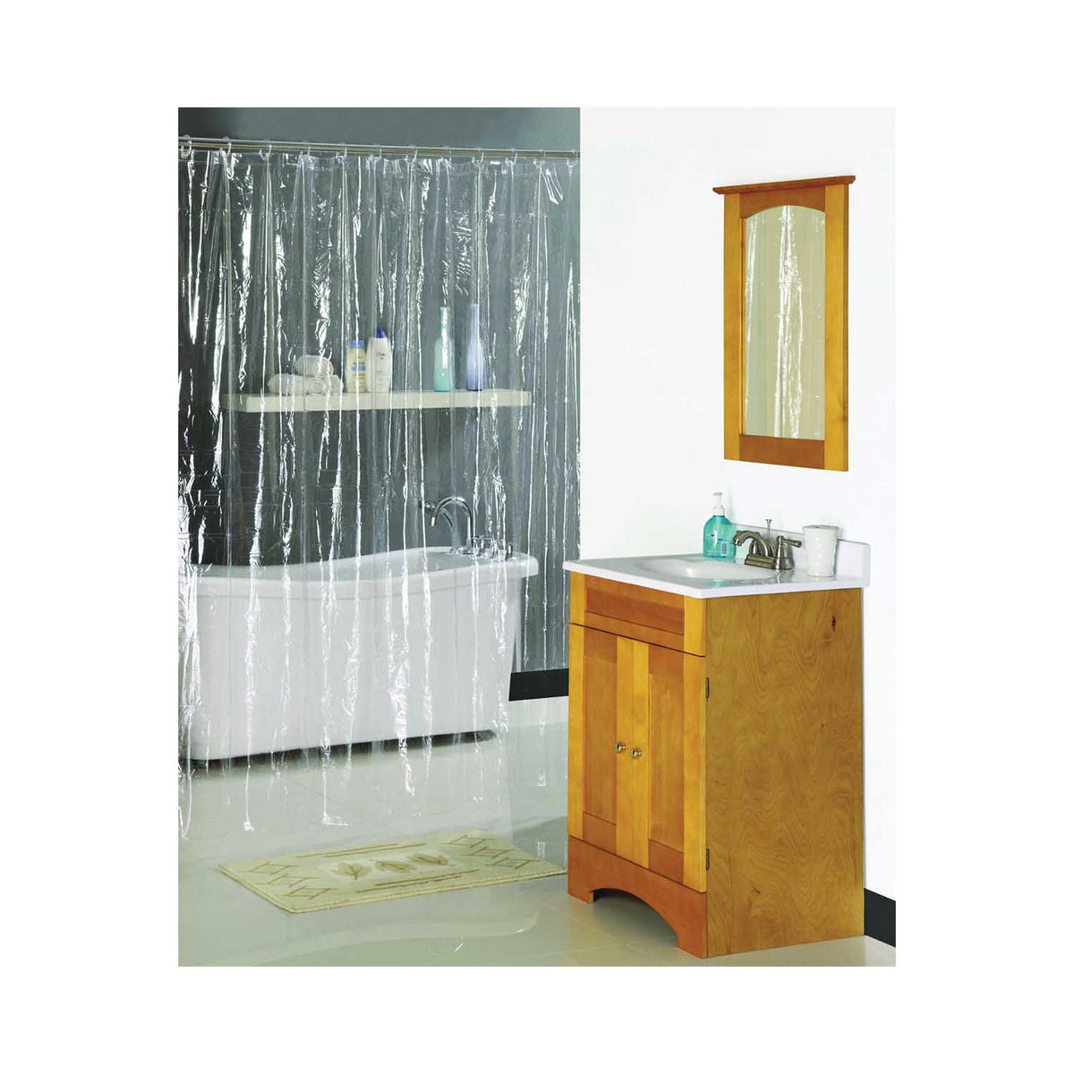 Simple Spaces SD-PCP01-C3L Shower Curtain, Vinyl, Clear, Clear
