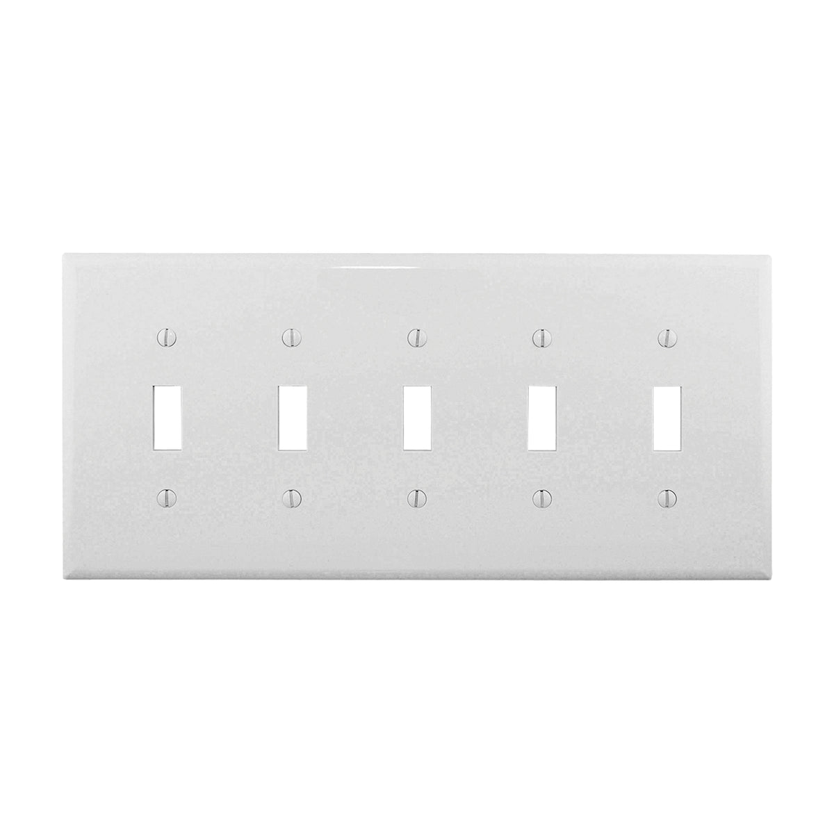 Eaton Wiring Devices PJ5W Wallplate, 10-1/2 in L, 4.88 in W, 5 -Gang, Polycarbonate, White, High-Gloss