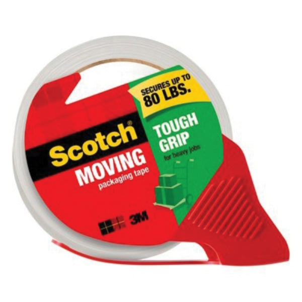 Scotch 3500S-RD Tough Grip Moving Packaging Tape, 38.2 linear yd L, 38.2 yd W, Clear