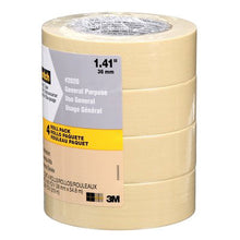 Load image into Gallery viewer, Scotch 2020-36ECP Masking Tape, 60 yd L, 1.4 in W, Crepe Paper Backing, Tan
