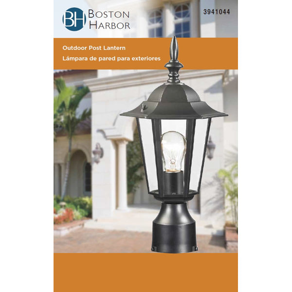 Boston Harbor AL8044-BK Post Lantern, 120 V, 60 W, A19 or CFL Lamp