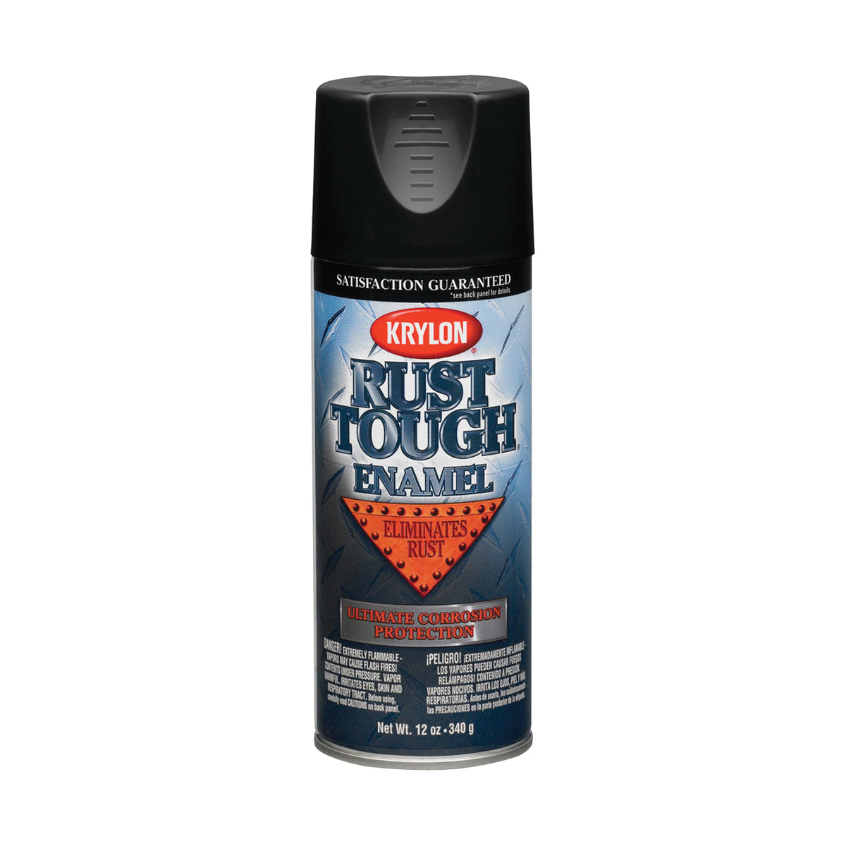 Krylon K09203007 Rust-Preventative Enamel Paint, Semi-Flat, Black, 12 oz, Can