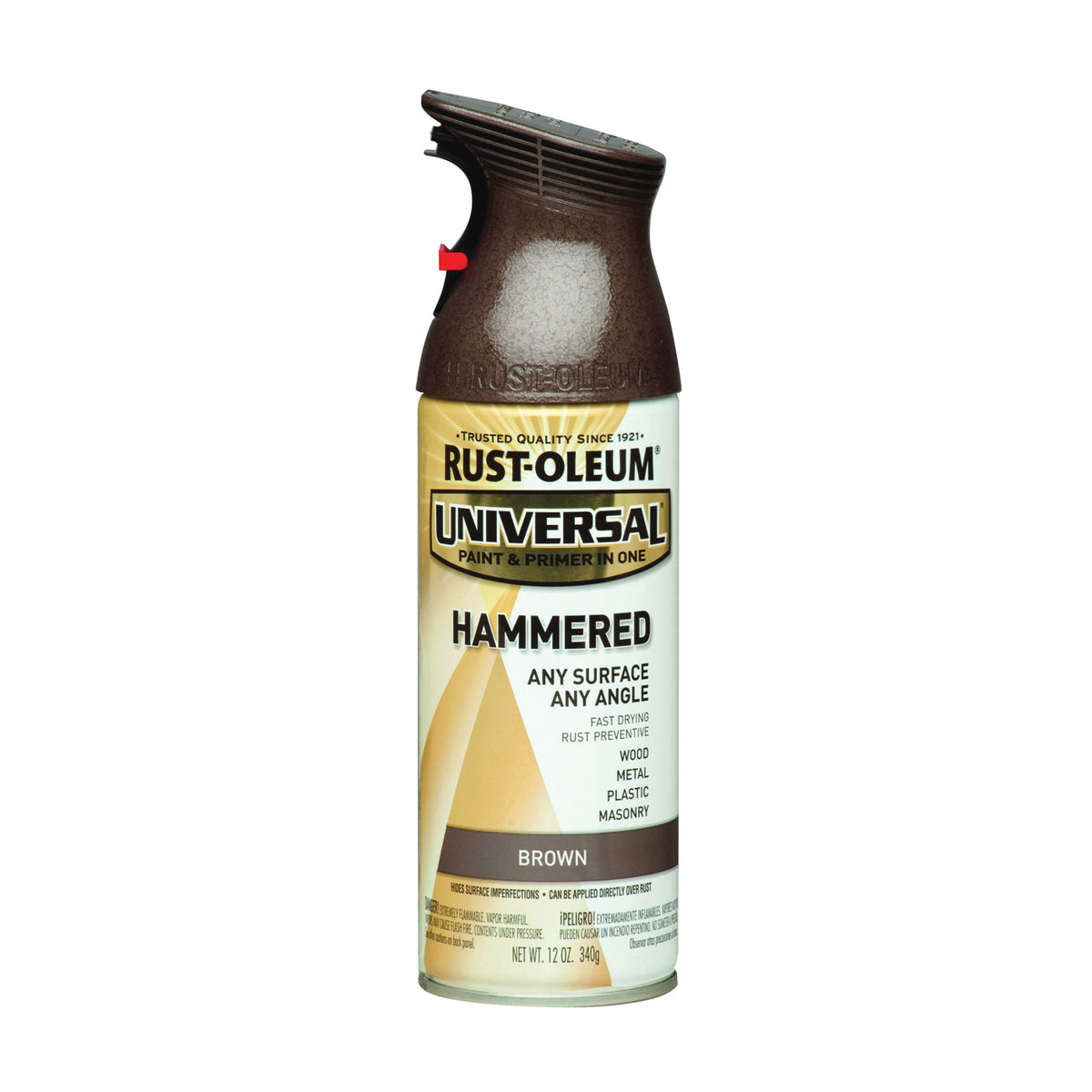 RUST-OLEUM UNIVERSAL 245218 Spray Paint, Hammered, Brown, 12 oz, Aerosol Can