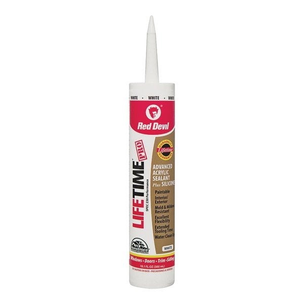 Red Devil Lifetime 0856PR Acrylic Sealant, White, -20 to 180 deg F, 10.1 fl-oz Cartridge