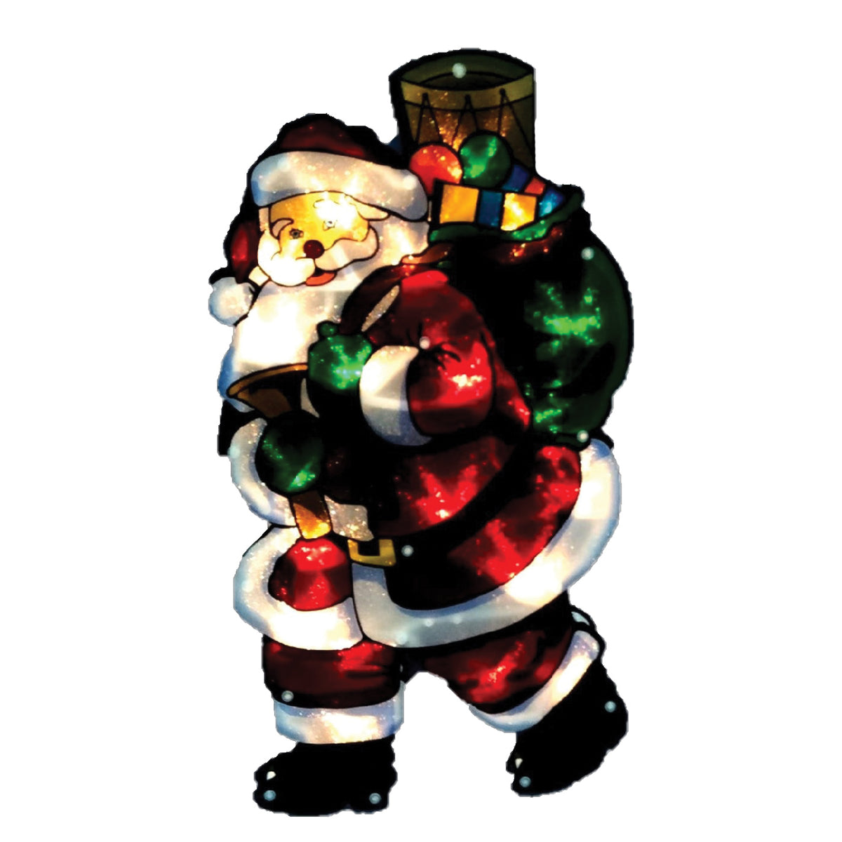 Santas Forest 60329 Christmas Figurine, 17.3 in H, Santa with Gift Bag, Multi, Clear Bulb Bulb