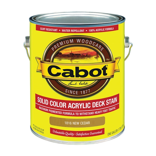 Cabot 1800 Series 140.0001816.007 Solid Color Decking Stain, Low-Lustre, New Cedar, Liquid, 1 gal, Can