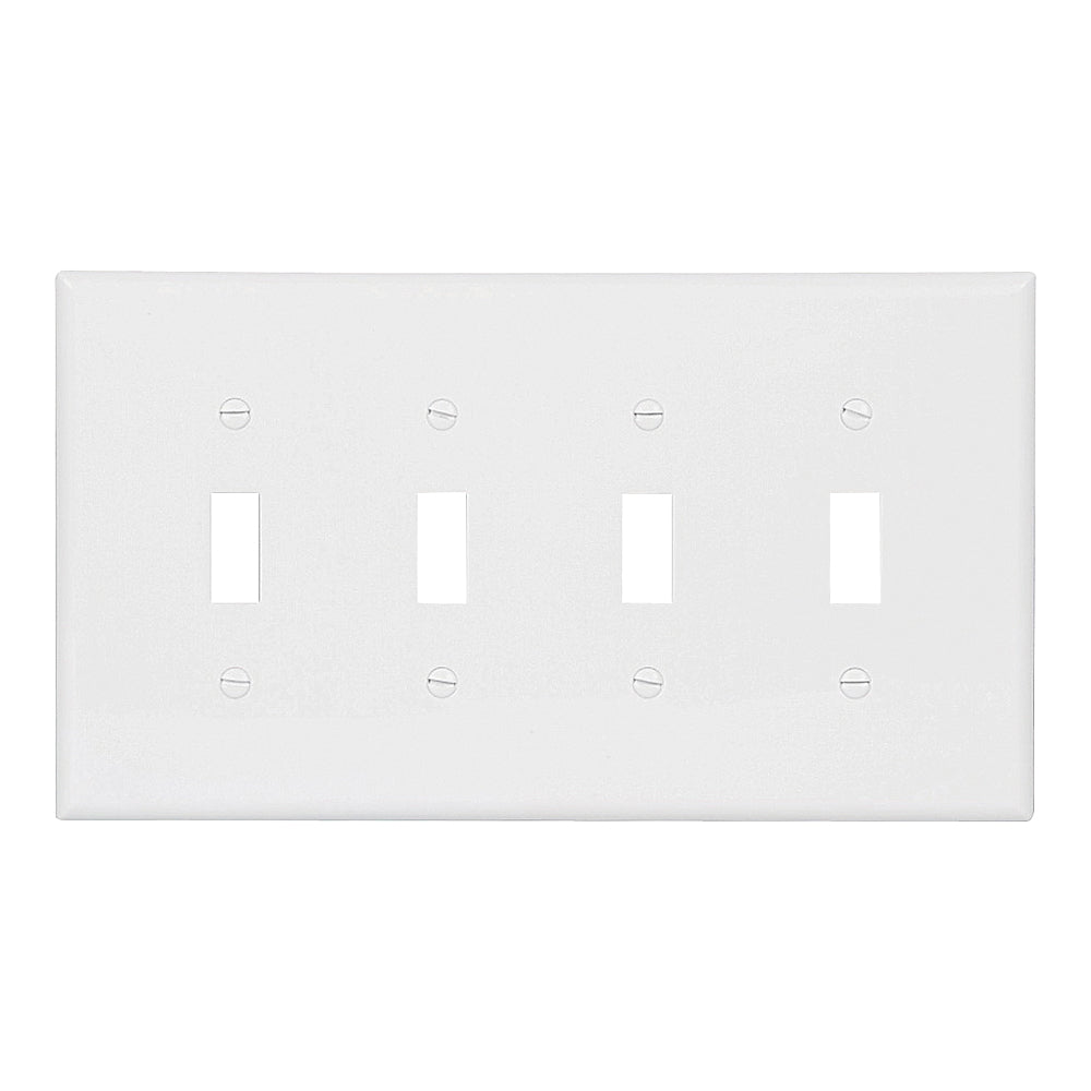Eaton Wiring Devices PJ4W Wallplate, 4-7/8 in L, 8.56 in W, 4 -Gang, Polycarbonate, White, High-Gloss