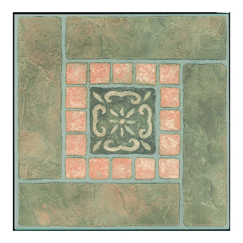 ProSource CL3267 Vinyl Floor Tile, 12 in L Tile, 12 in W Tile, Square Edge, Slate Inlay