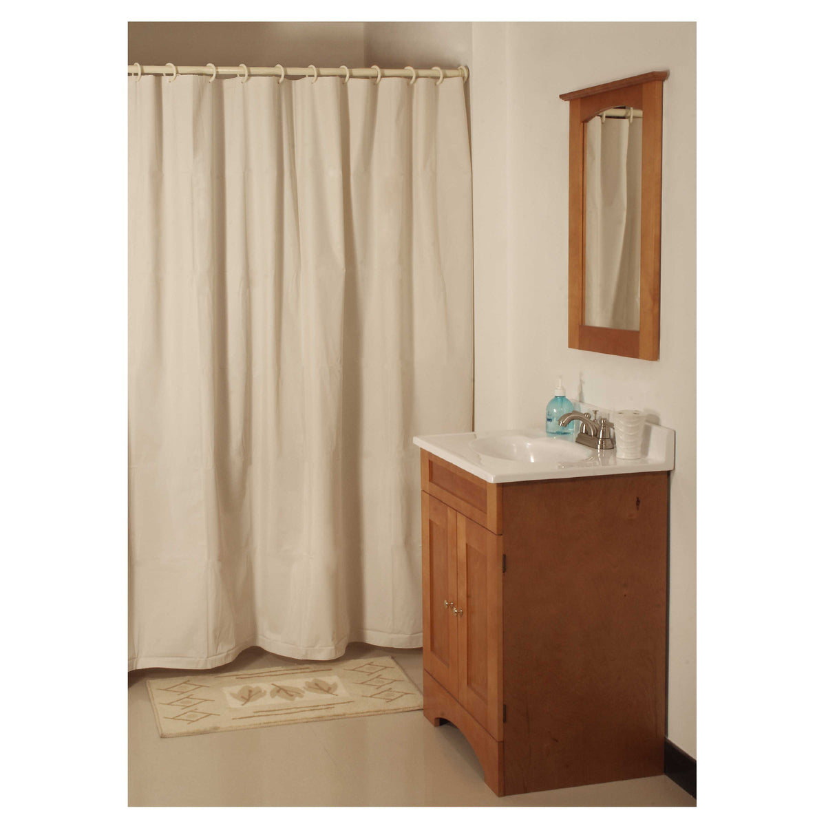 Simple Spaces SD-MCP01-B3L Shower Curtain, Vinyl, Beige, Beige