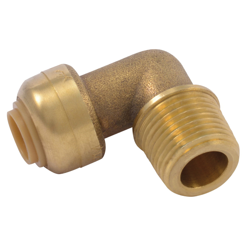 SharkBite U276LFA Dishwasher Elbow, 1/4 x 3/8 in, Slip Joint x MNPT, Brass, Chrome/Natural Brass