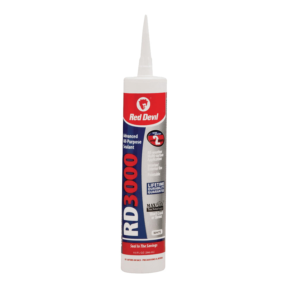 Red Devil 0986 Advanced Sealant, White, 1 day Curing, 20 to 120 deg F, 9 oz Cartridge