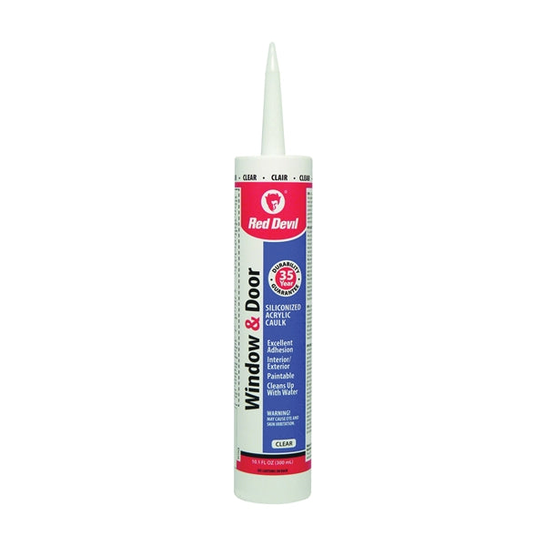 Red Devil 0115CA Siliconized Acrylic Caulk, Clear, 10.1 oz Cartridge