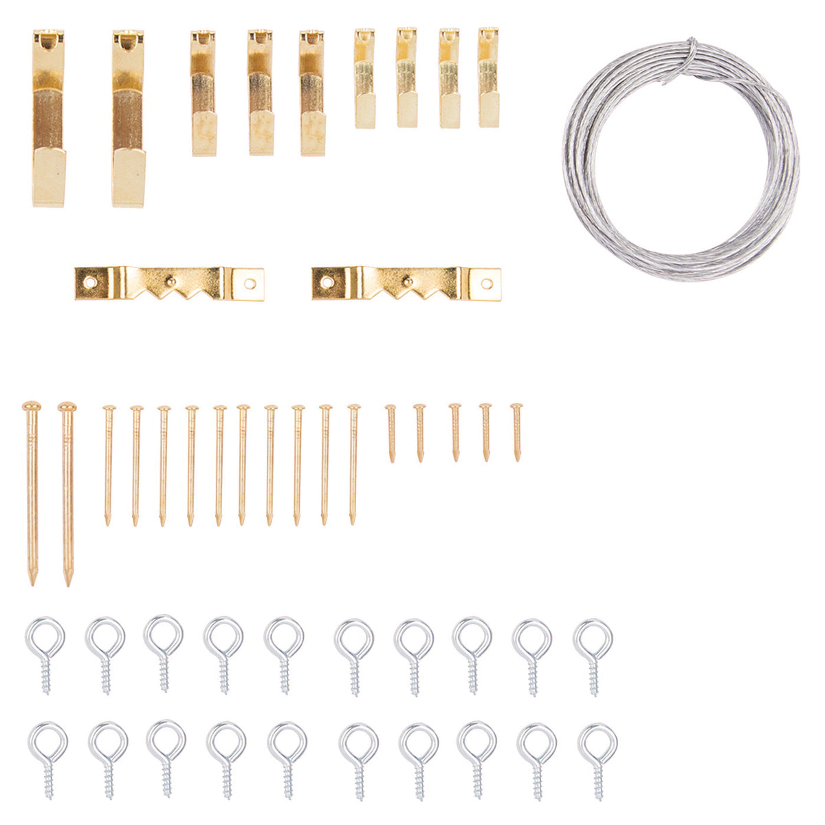 ProSource PH-82109-PS Picture Hanger Kit, Steel, Brass, Brass, 39-Piece