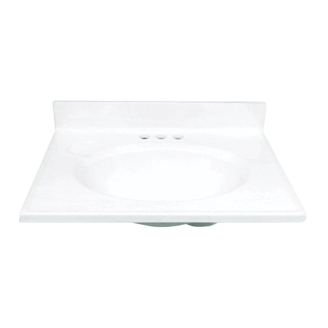 Foremost WS-1925 Vanity Top, 25 in OAL, 19 in OAW, Marble, Solid White, Countertop Edge