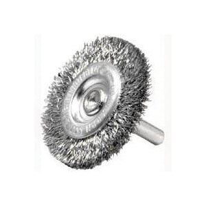 Weiler 36411 Wire Wheel Brush, 2 in Dia, 1/4 in Arbor/Shank, Steel Bristle