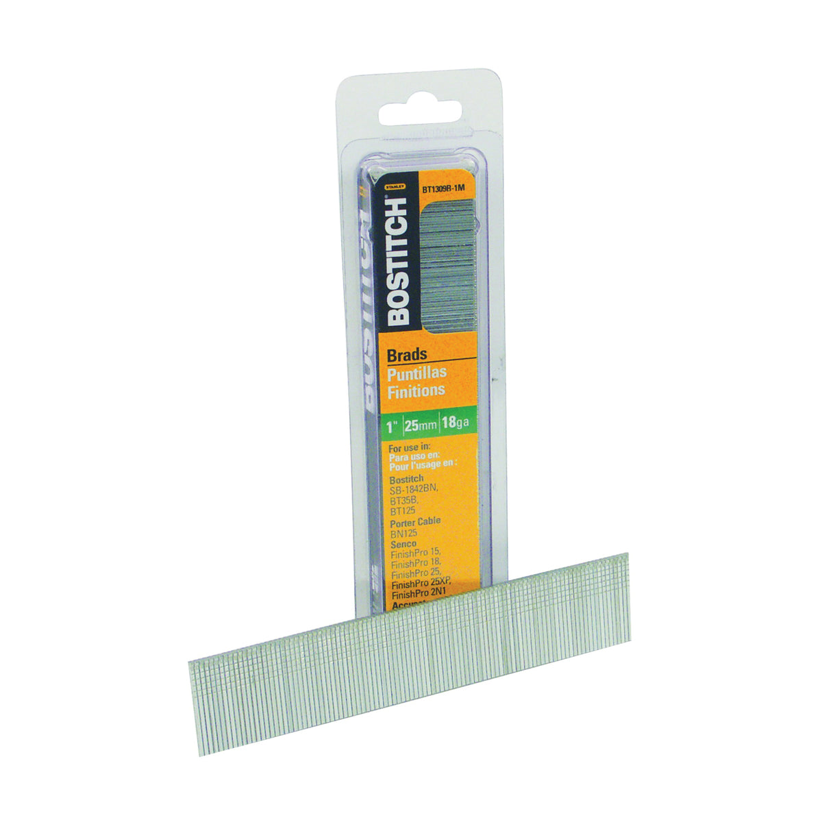 Bostitch BT1309B-1M Nail, 1 in L, 18 Gauge, Steel, Coated, Brad Head, Smooth Shank