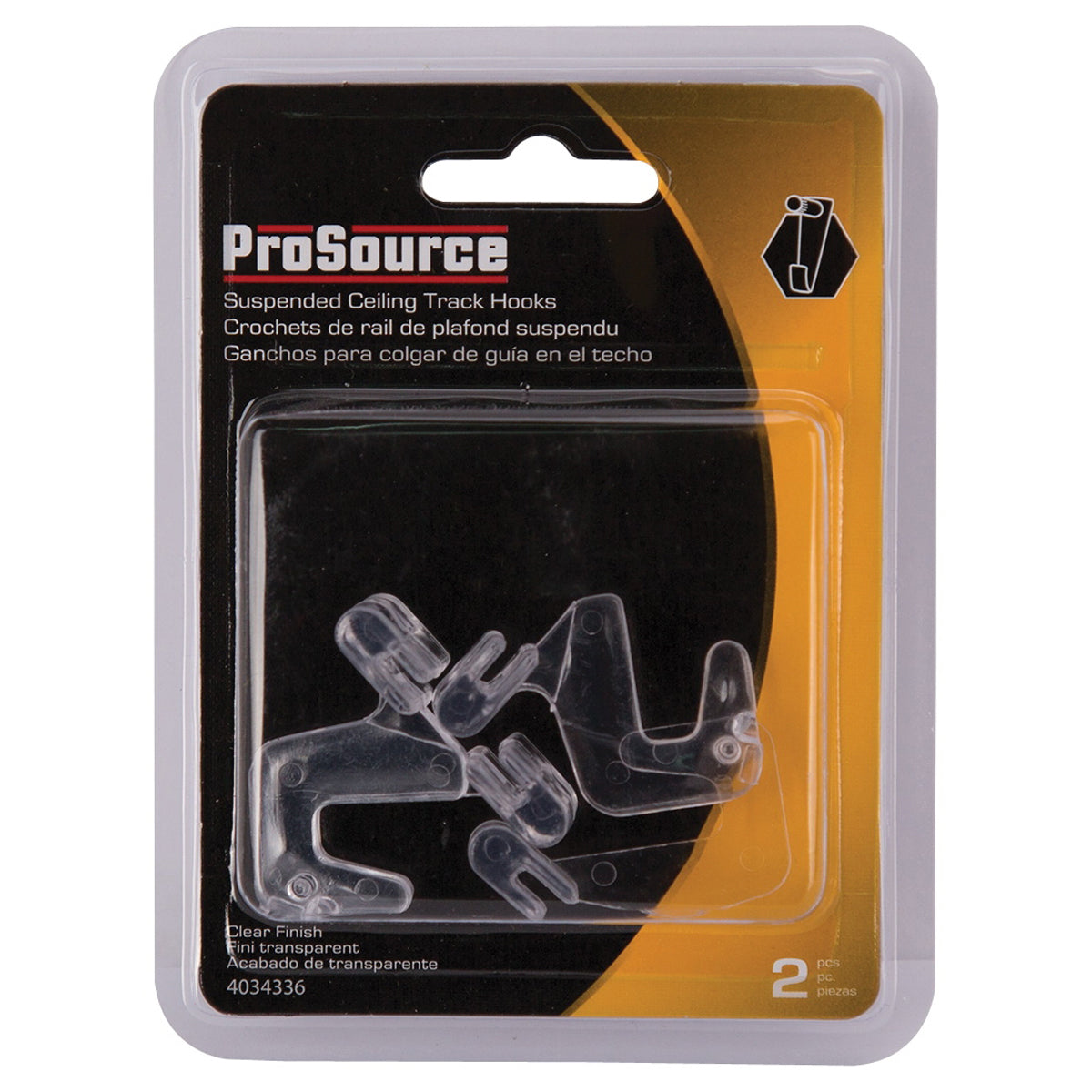 ProSource GB72733-PS Ceiling Track Hook, 1.5 in L, 0.35 in H, PVC, Clear, Wall Mount Mounting