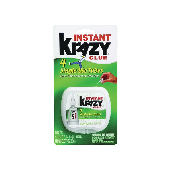Krazy Glue KG58248SN Single-Use Tubes, Liquid, Irritating, Clear, 0.5 oz Tube
