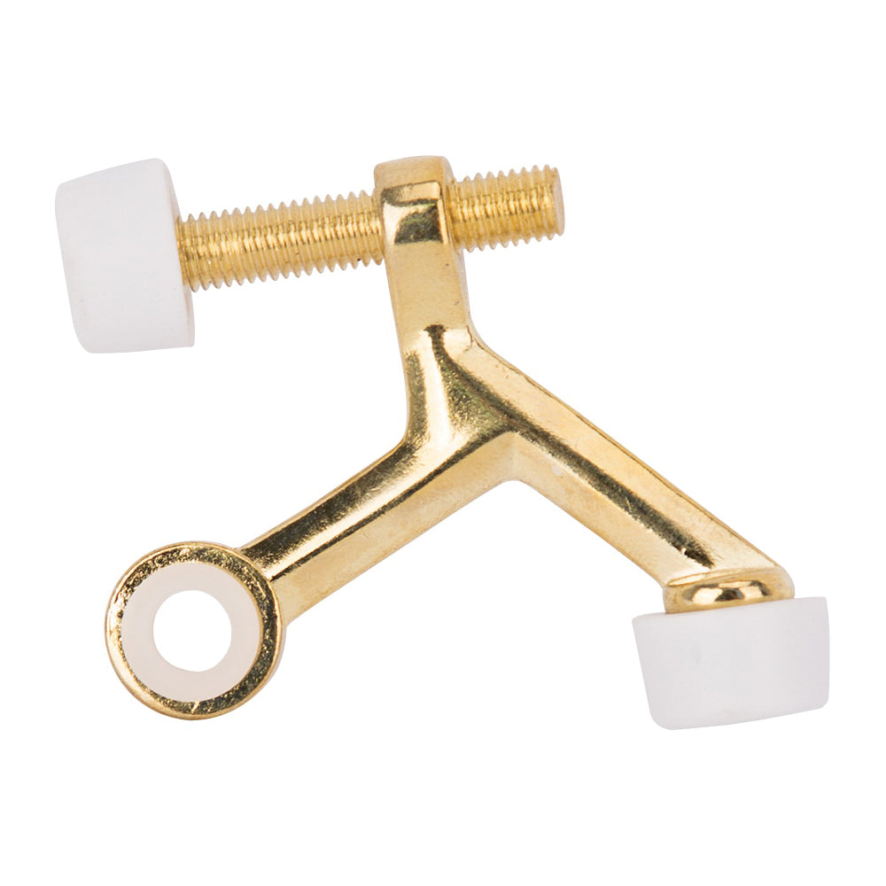 Prosource H20-B020-PS Light-Duty Hinge Pin Door Stop, 2-1/4 in Projection, Die-Cast Zinc &amp; Plastic, Brass