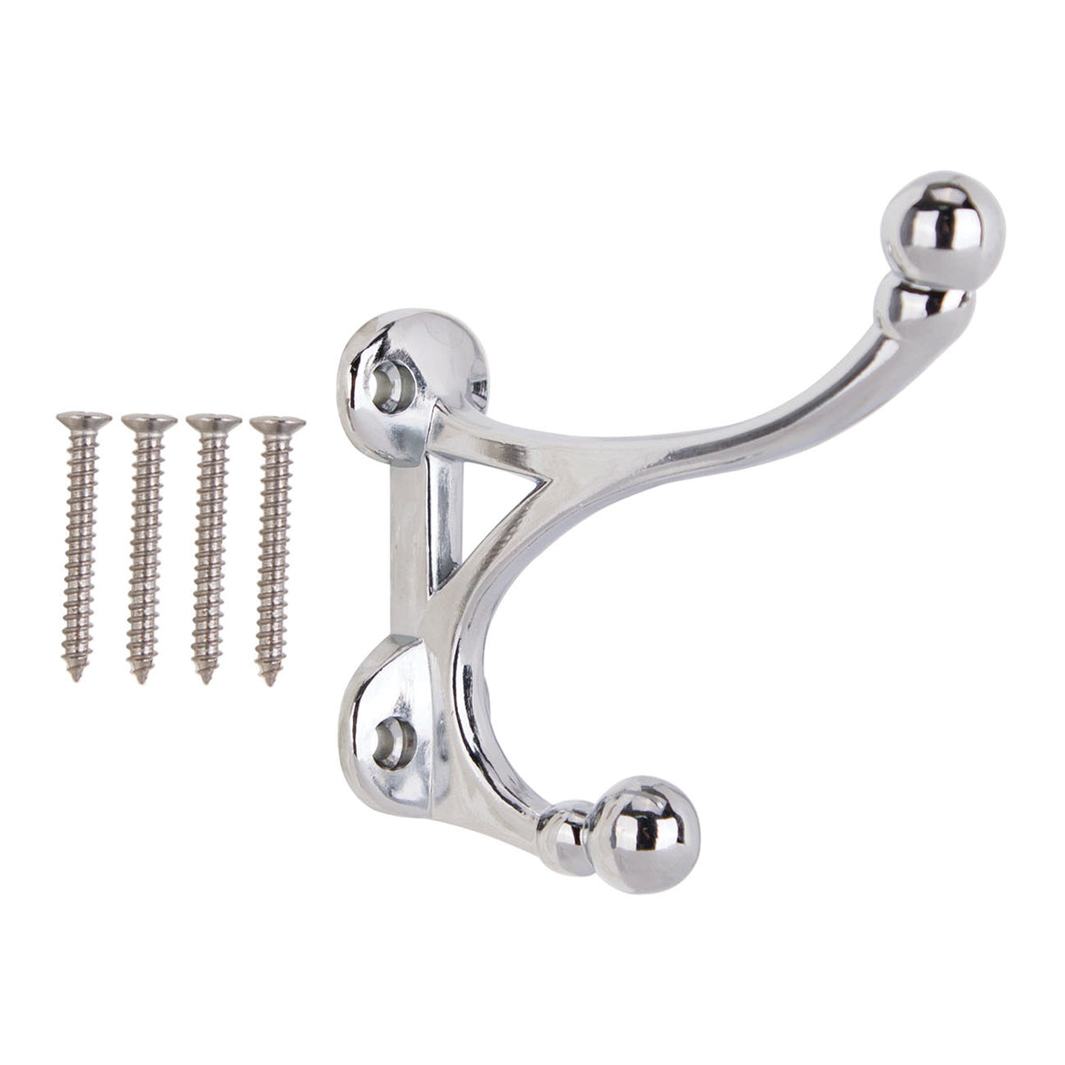 ProSource H-014-CH Coat and Hat Hook, 33 lb, 2-Hook, 1-1/2 in Opening, Zinc, Chrome