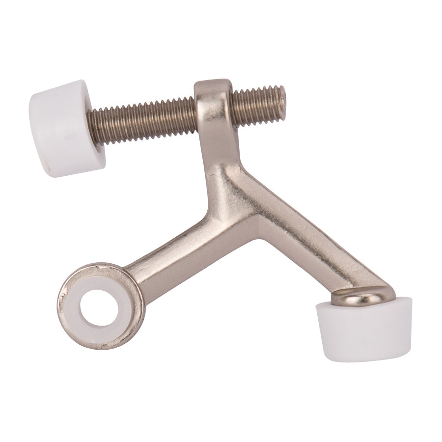 Prosource H20-B023-PS Light-Duty Hinge Pin Door Stop, 2-1/4 in Projection, Die-Cast Zinc &amp; Plastic, Satin Nickel