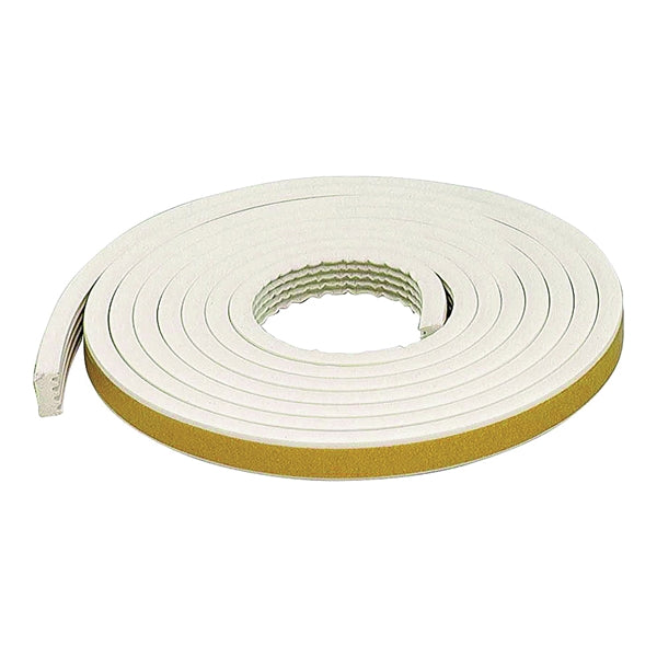 M-D 63669 Weatherstrip Tape, 19/32 in W, 10 ft L, EPDM Rubber, White
