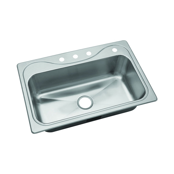 Sterling Southhaven Series 45987-4-NA Kitchen Sink, 4-Faucet Hole, 22 in OAW, 9-1/4 in OAD, 33 in OAH, Stainless Steel