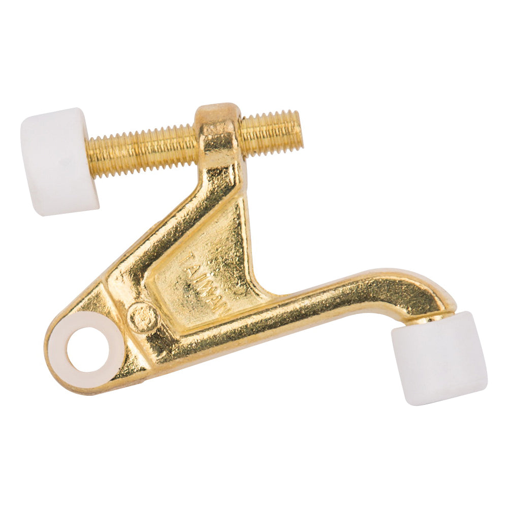 Prosource H20-B030-PS Heavy-Duty Hinge Pin Door Stop, 2-3/4 in Projection, Die-Cast Zinc &amp; Plastic, Polished Brass