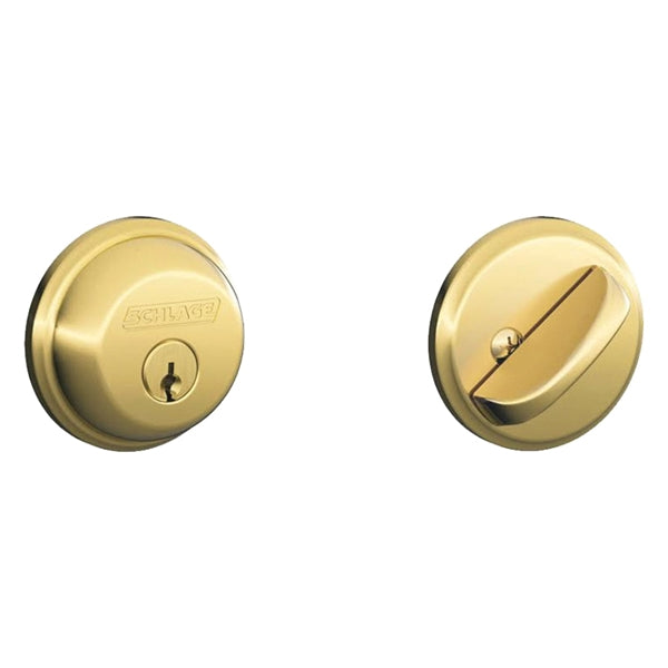 Schlage B60505 Deadbolt, Brass, 2-3/8 x 2-3/4 in Backset, C Keyway