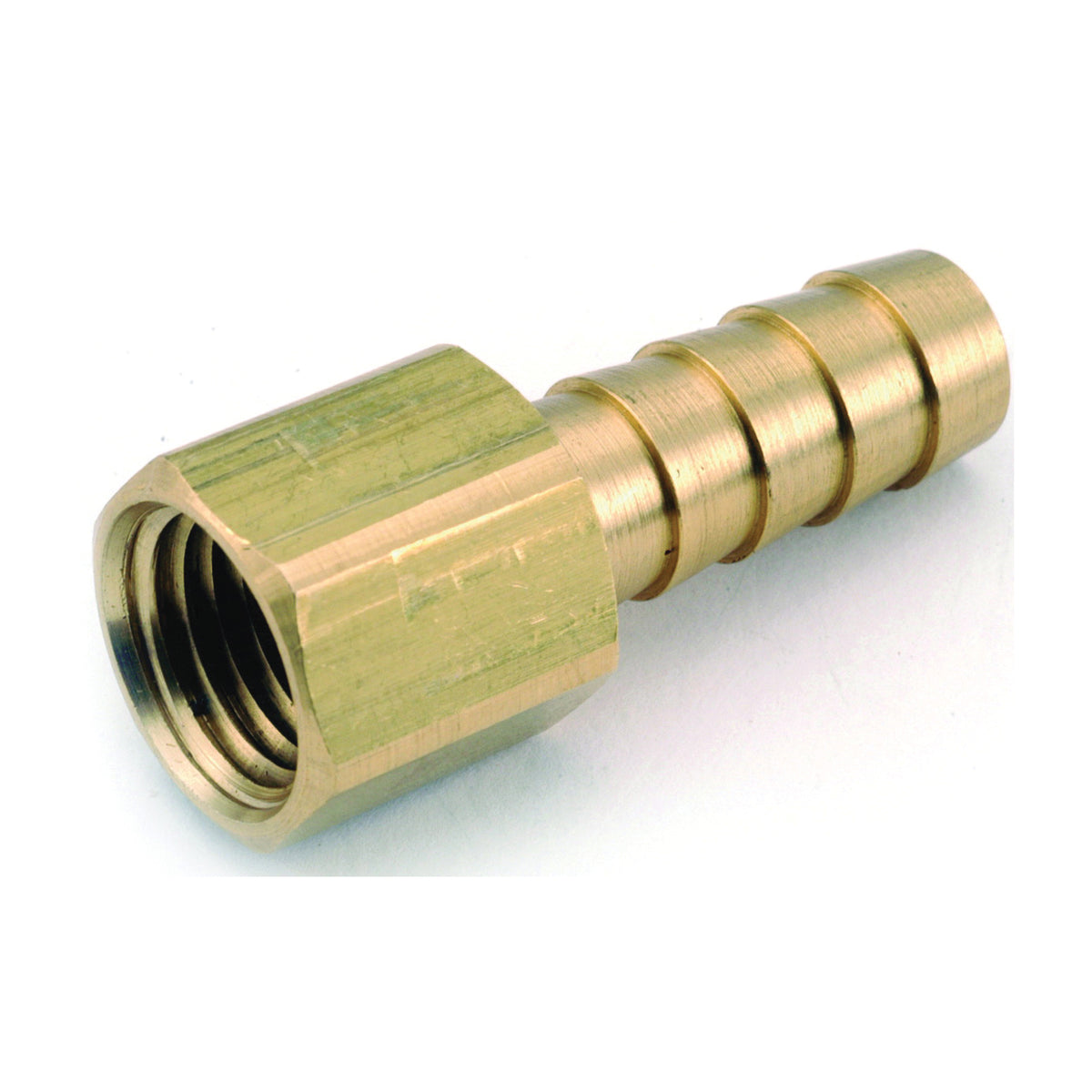 Anderson Metals 129F Series 757002-0506 Hose Adapter, 5/16 in, Barb, 3/8 in, FPT, Brass