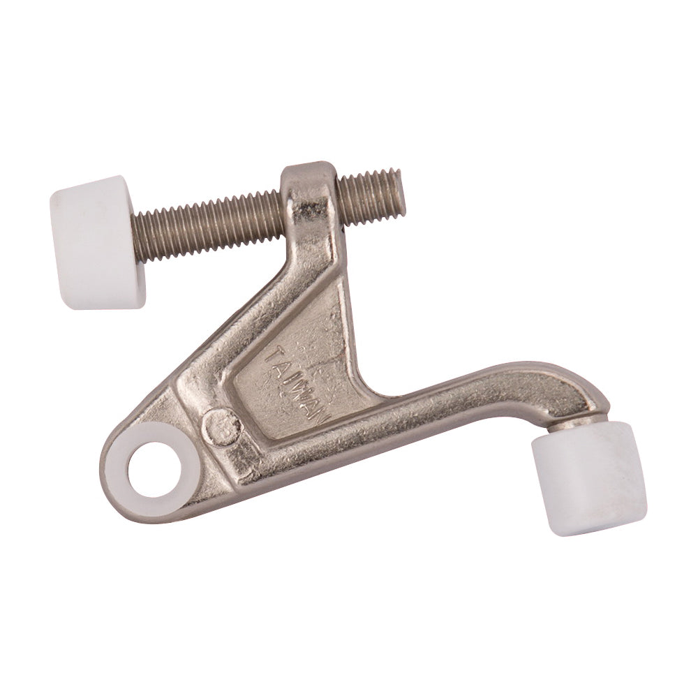 Prosource H20-B033-PS Heavy-Duty Hinge Pin Door Stop, 2-3/4 in Projection, Die-Cast Zinc &amp; Plastic, Satin Nickel