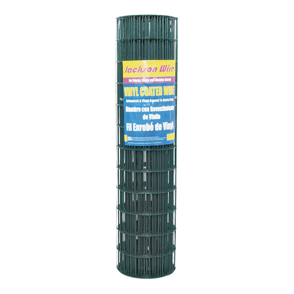 Jackson Wire 10 14 25 30 Welded Garden Fence, 50 ft L, 36 in H, 2 x 3 in Mesh, 16 Gauge, Green, Galvanized