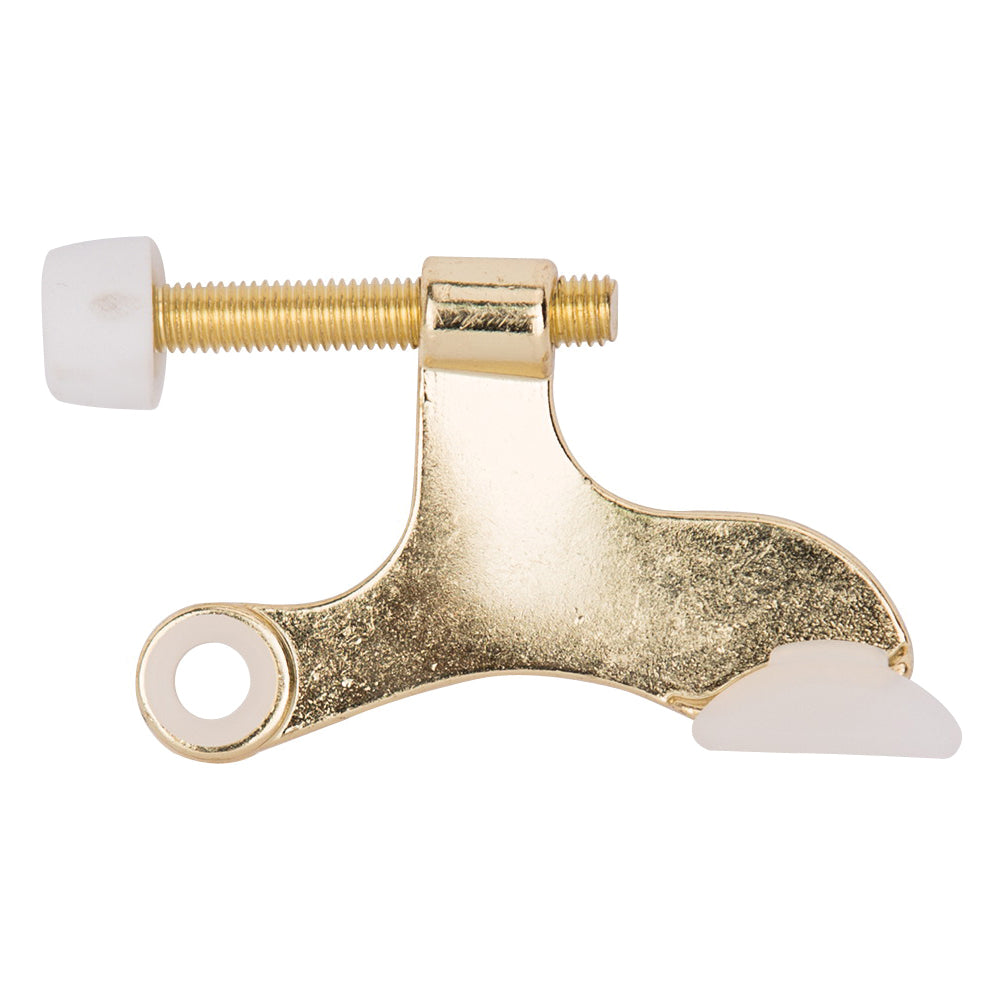 Prosource H20-B040-PS Deluxe Hinge Pin Door Stop, 2-5/8 in Projection, Die-Cast Zinc &amp; Plastic, Polished Brass