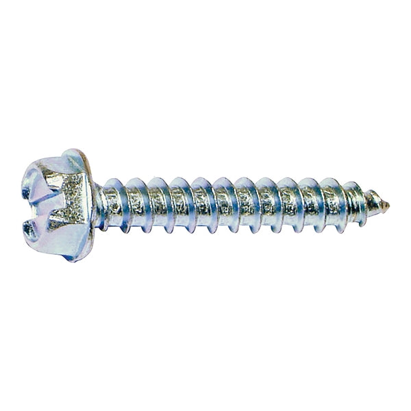 MIDWEST FASTENER 02941 Screw, #10 Thread, 2 in L, Coarse Thread, Hex, Slotted Drive, Self-Tapping, Sharp Point, Steel